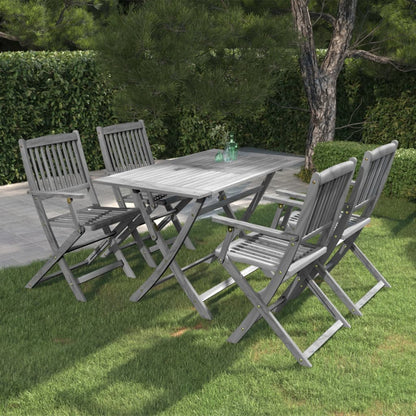 vidaXL 5-tlg. Garten-Essgruppe Massivholz Akazie Grau