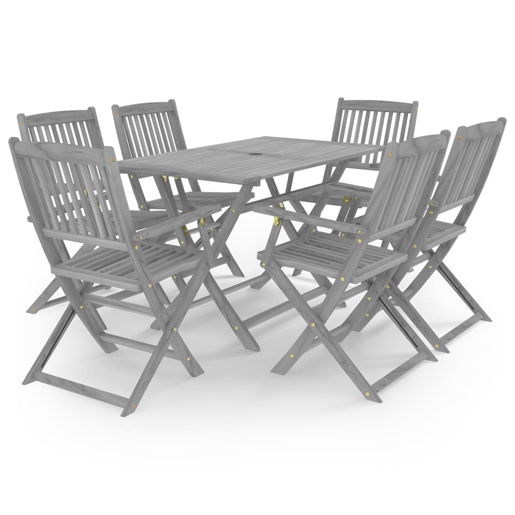 vidaXL Ensemble de salle à manger de jardin 7 pcs Bois d'acacia massif Gris
