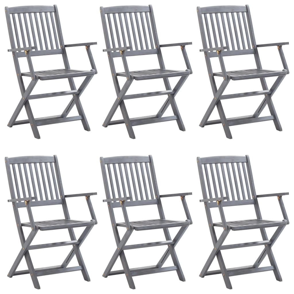 vidaXL Ensemble de salle à manger de jardin 7 pcs Bois d'acacia massif Gris