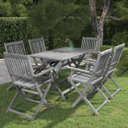vidaXL Ensemble de salle à manger de jardin 7 pcs Bois d'acacia massif Gris