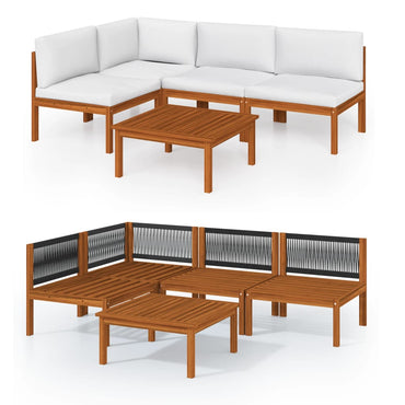 vidaXL 5-teiliges Garten-Lounge-Set mit Kissen Creme 63 x 63 cm