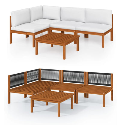 vidaXL Salon de jardin 5 pcs avec coussins Crème 63 x 63 cm