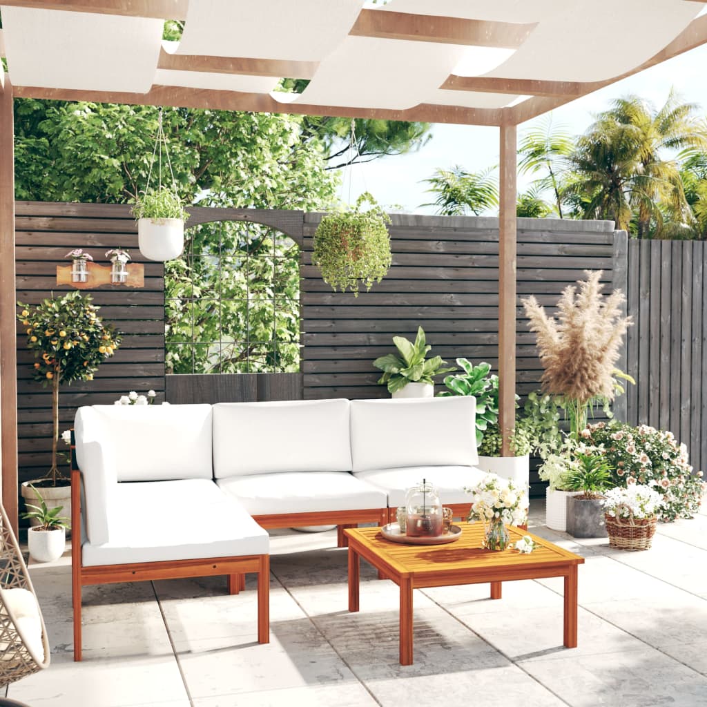 vidaXL Salon de jardin 5 pcs avec coussins Crème 63 x 63 cm