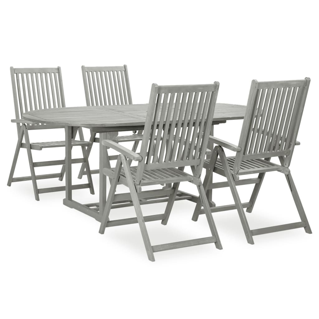vidaXL Salon de jardin à manger 5 pcs (150-200) x 100 cm Bois d'acacia massif Gris