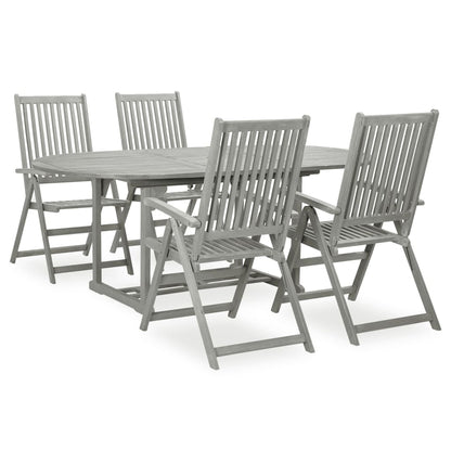 vidaXL Salon de jardin à manger 5 pcs (150-200) x 100 cm Bois d'acacia massif Gris