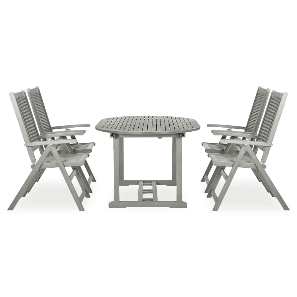 vidaXL Salon de jardin à manger 5 pcs (150-200) x 100 cm Bois d'acacia massif Gris