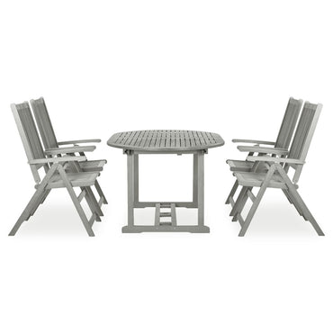 vidaXL 5-tlg. Garten-Essgruppe (150-200) x 100 cm Massivholz Akazie Grau