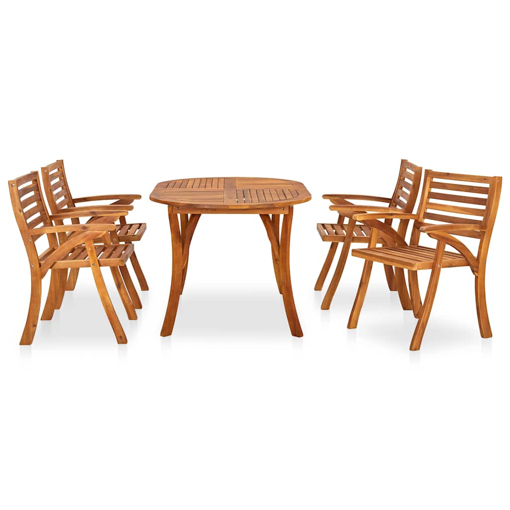 vidaXL 5-teiliges Garten-Ess-Set 150 x 90 cm Massivholz Akazie