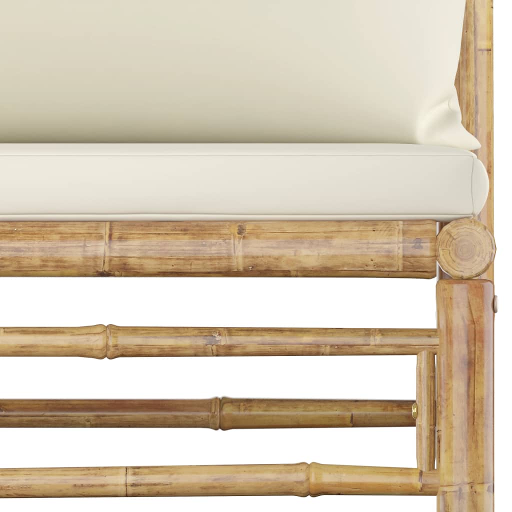 vidaXL 4-tlg. Garten-Lounge-Set mit Cremeweißen Kissen Bambus