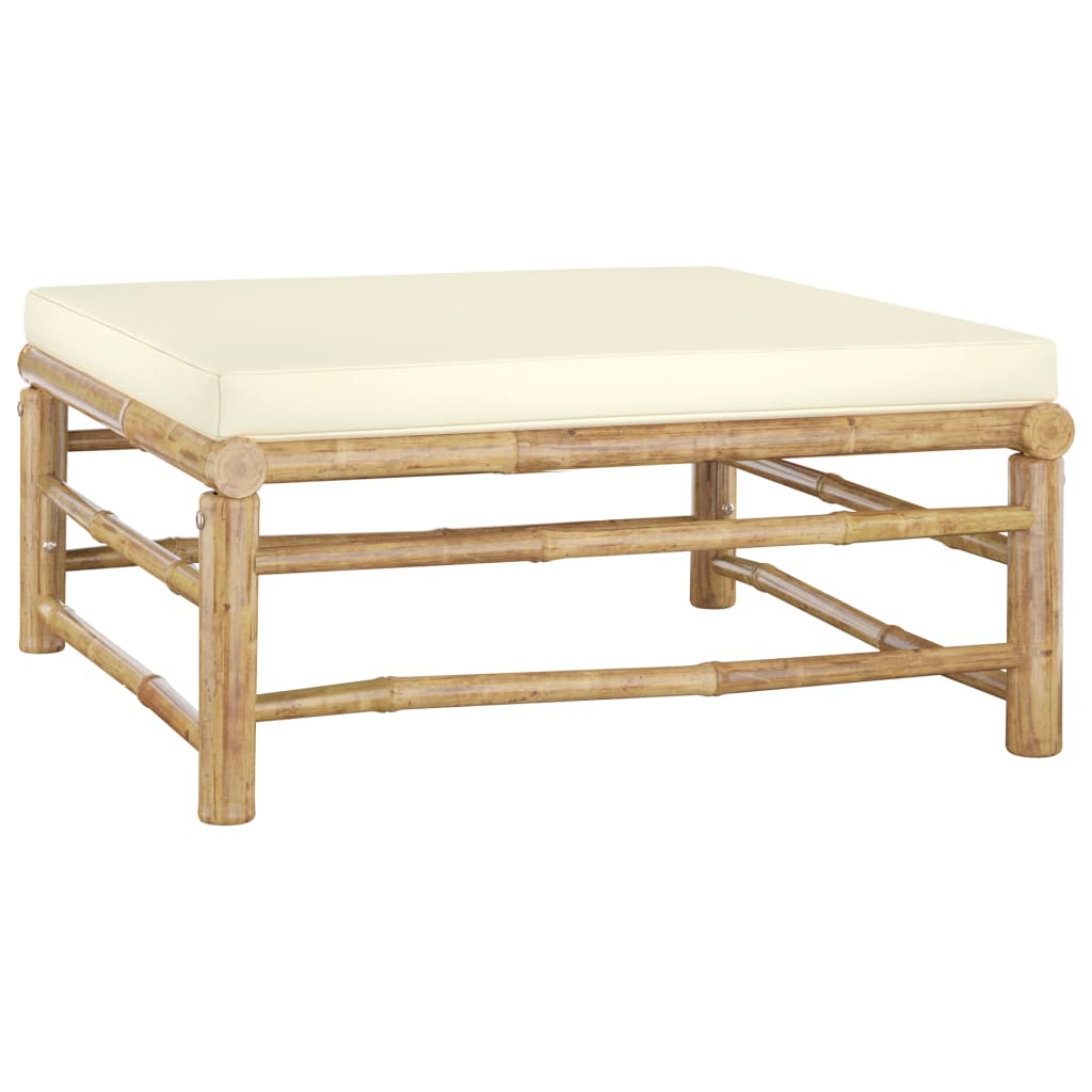vidaXL 4-tlg. Garten-Lounge-Set mit Cremeweißen Kissen Bambus