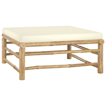 vidaXL 4-tlg. Garten-Lounge-Set mit Cremeweißen Kissen Bambus