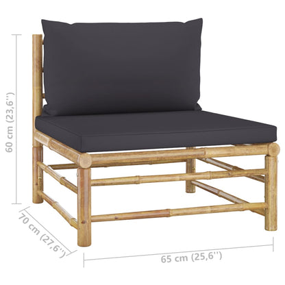 vidaXL 4-tlg. Garten-Lounge-Set mit Dunkelgrauen Kissen Bambus