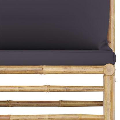 vidaXL 4-tlg. Garten-Lounge-Set mit Dunkelgrauen Kissen Bambus