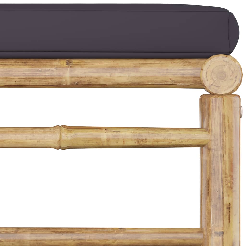 vidaXL 4-tlg. Garten-Lounge-Set mit Dunkelgrauen Kissen Bambus