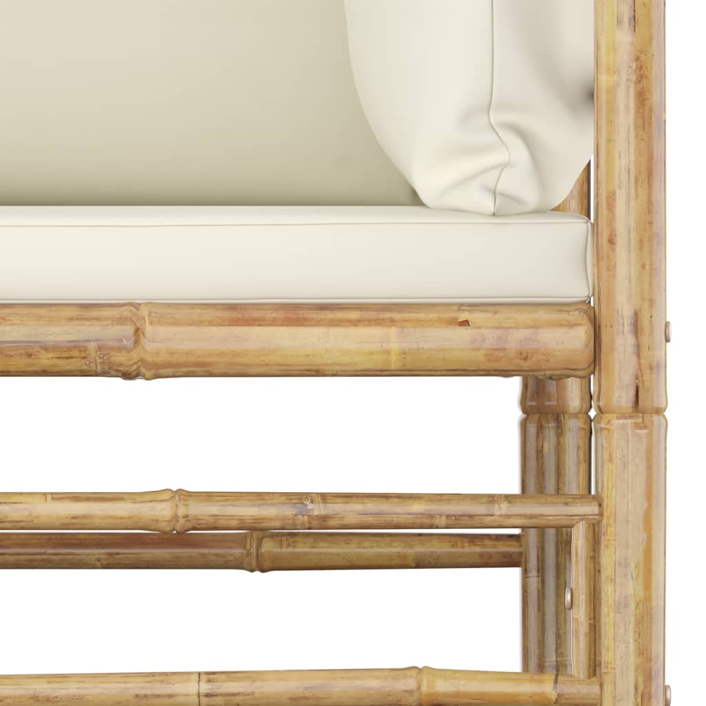 vidaXL 4-tlg. Garten-Lounge-Set mit Cremeweißen Kissen Bambus