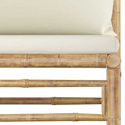 vidaXL 4-tlg. Garten-Lounge-Set mit Cremeweißen Kissen Bambus