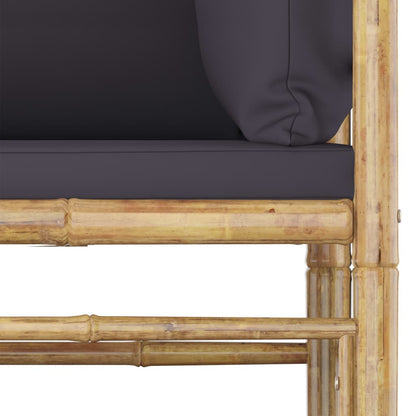 vidaXL 4-tlg. Garten-Lounge-Set mit Dunkelgrauen Kissen Bambus