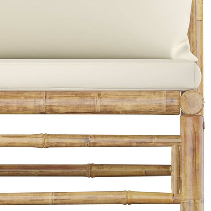 vidaXL 4-tlg. Garten-Lounge-Set mit Cremeweißen Kissen Bambus
