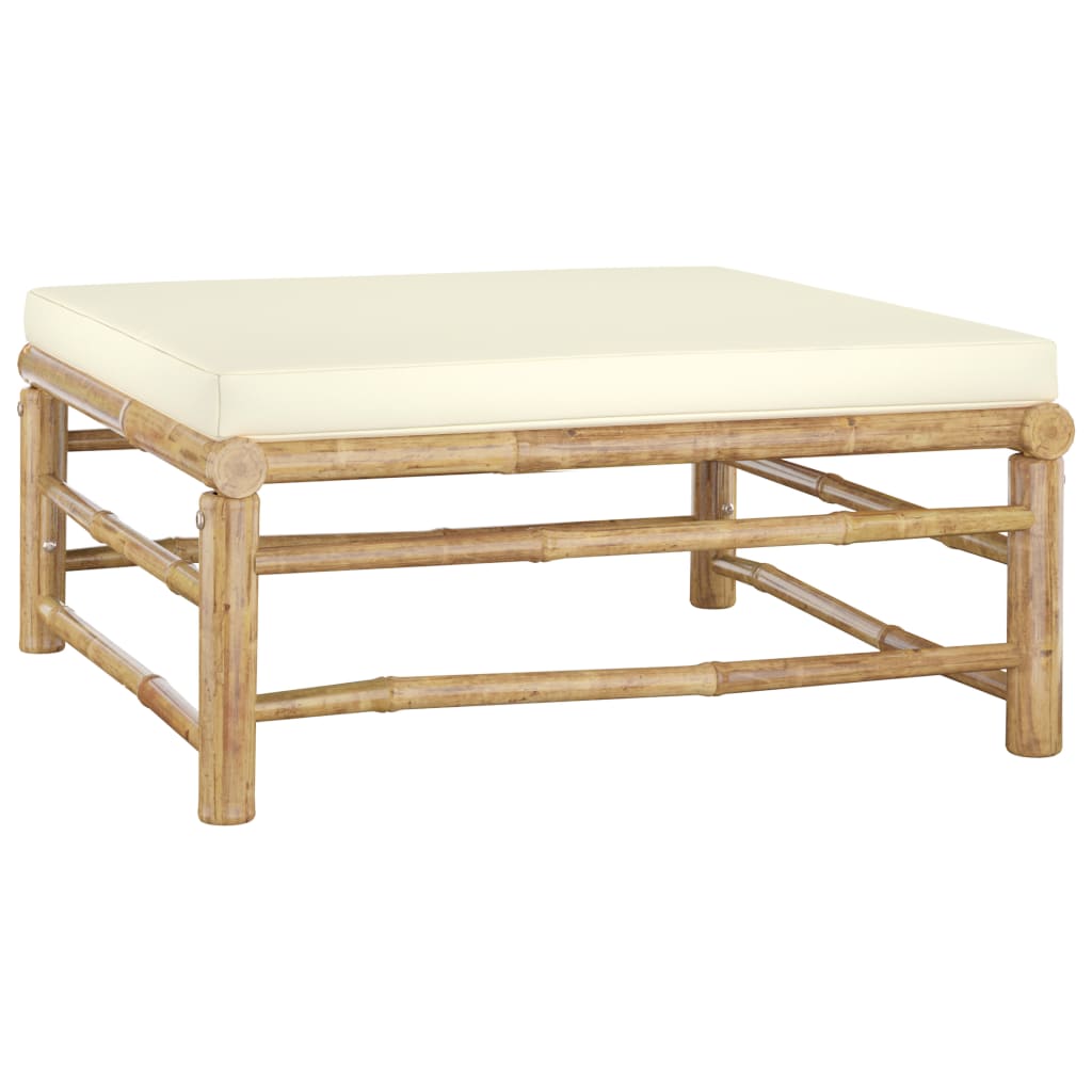 vidaXL 4-tlg. Garten-Lounge-Set mit Cremeweißen Kissen Bambus