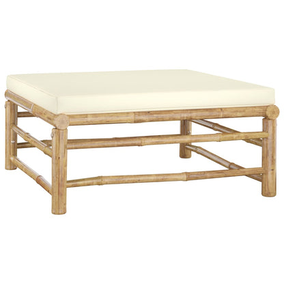 vidaXL 4-tlg. Garten-Lounge-Set mit Cremeweißen Kissen Bambus