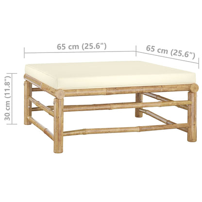 vidaXL 4-tlg. Garten-Lounge-Set mit Cremeweißen Kissen Bambus