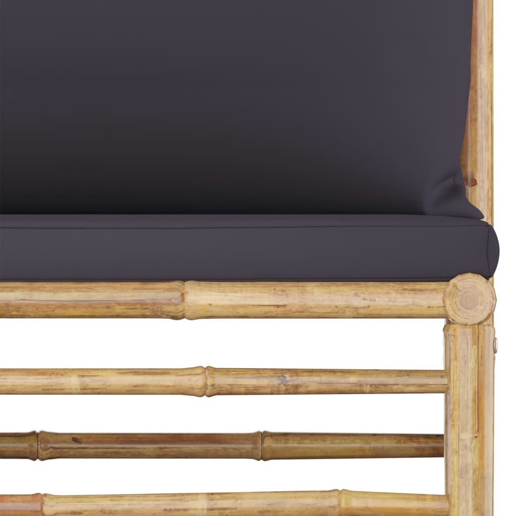 vidaXL 4-tlg. Garten-Lounge-Set mit Dunkelgrauen Kissen Bambus