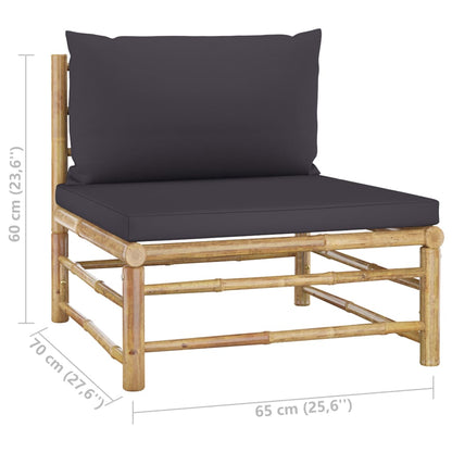 vidaXL 4-tlg. Garten-Lounge-Set mit Dunkelgrauen Kissen Bambus