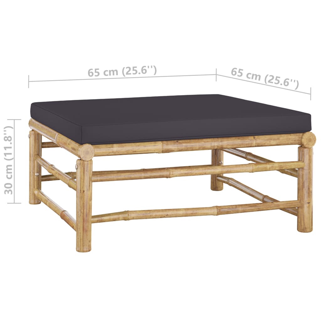 vidaXL 4-tlg. Garten-Lounge-Set mit Dunkelgrauen Kissen Bambus