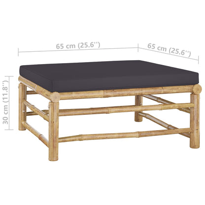 vidaXL 4-tlg. Garten-Lounge-Set mit Dunkelgrauen Kissen Bambus