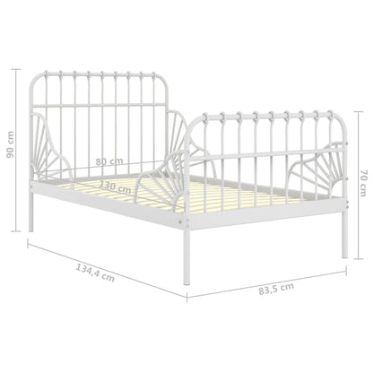 vidaXL Ausziehbett Weiß Metall 80x130/200 cm
