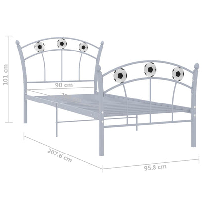vidaXL Einzelbett mit Fußball-Design Grau Metall 90x200 cm
