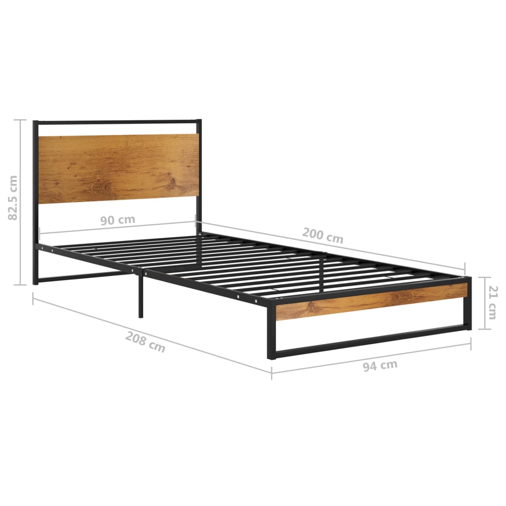 vidaXL Bettgestell Metall 90x200 cm