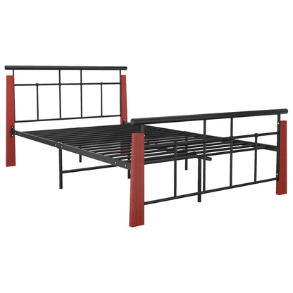 vidaXL Bettgestell Metall und Massivholz Eiche 120x200 cm
