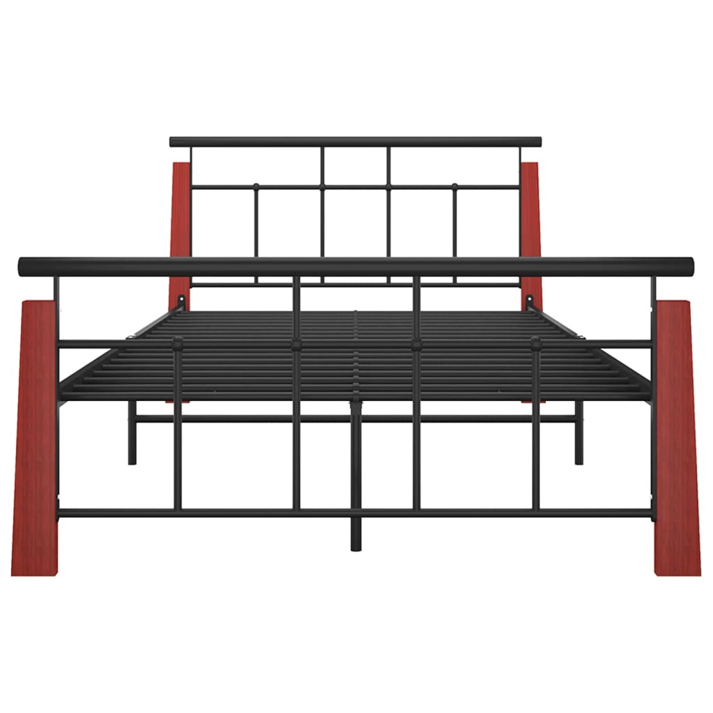 vidaXL Bettgestell Metall und Massivholz Eiche 120x200 cm
