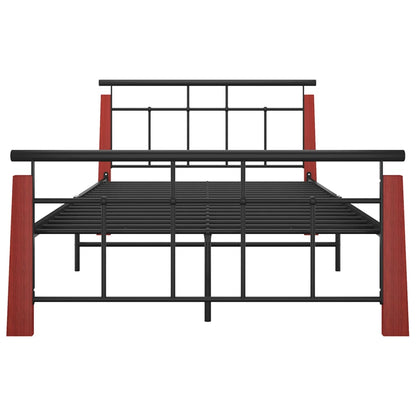 vidaXL Bettgestell Metall und Massivholz Eiche 120x200 cm