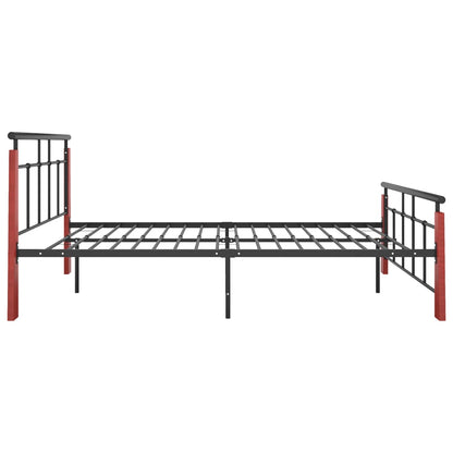 vidaXL Bettgestell Metall und Massivholz Eiche 120x200 cm