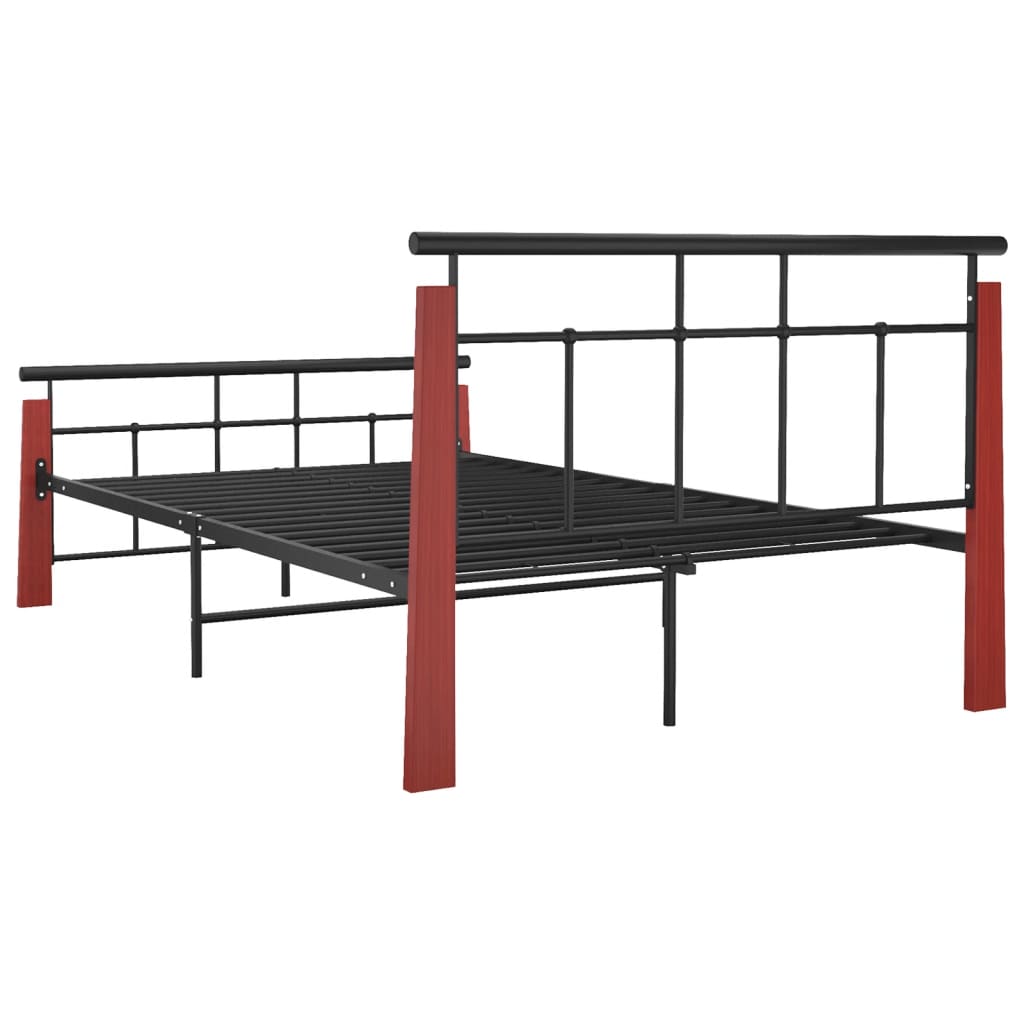 vidaXL Bettgestell Metall und Massivholz Eiche 120x200 cm