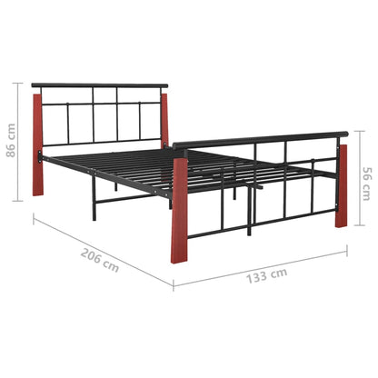 vidaXL Bettgestell Metall und Massivholz Eiche 120x200 cm