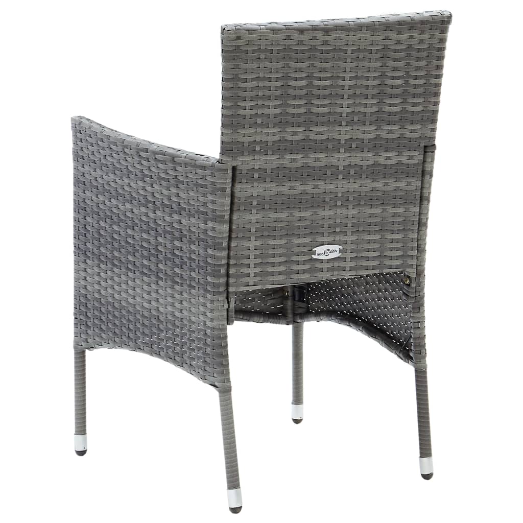 vidaXL 5-tlg. Garten-Essgruppe Grau Poly Rattan und Glas