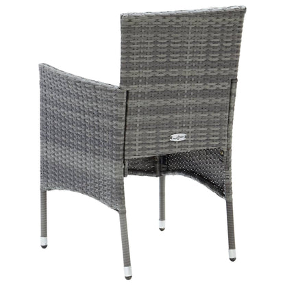 vidaXL 5-tlg. Garten-Essgruppe Grau Poly Rattan und Glas