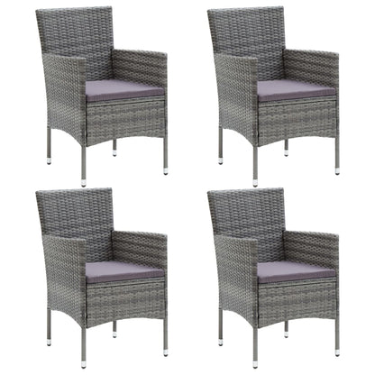 vidaXL 5-tlg. Garten-Essgruppe Grau Poly Rattan und Glas