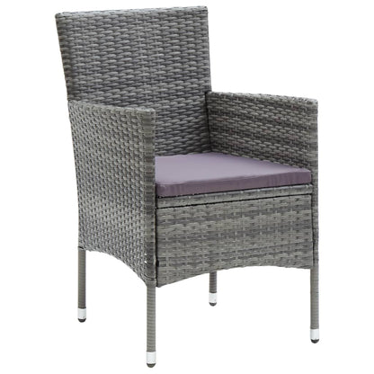 vidaXL 5-tlg. Garten-Essgruppe Grau Poly Rattan und Glas
