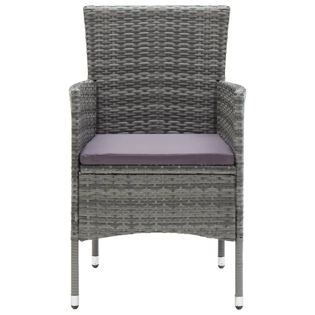 vidaXL 5-tlg. Garten-Essgruppe Grau Poly Rattan und Glas