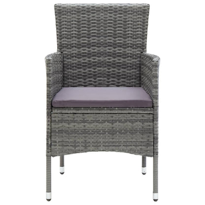 vidaXL 5-tlg. Garten-Essgruppe Grau Poly Rattan und Glas