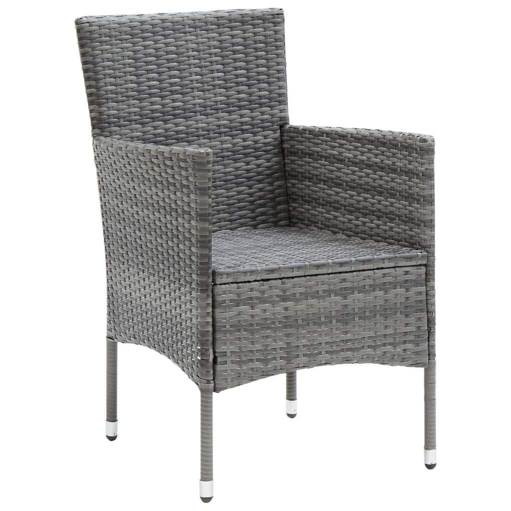 vidaXL 5-tlg. Garten-Essgruppe Grau Poly Rattan und Glas