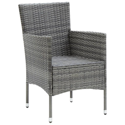 vidaXL 5-tlg. Garten-Essgruppe Grau Poly Rattan und Glas