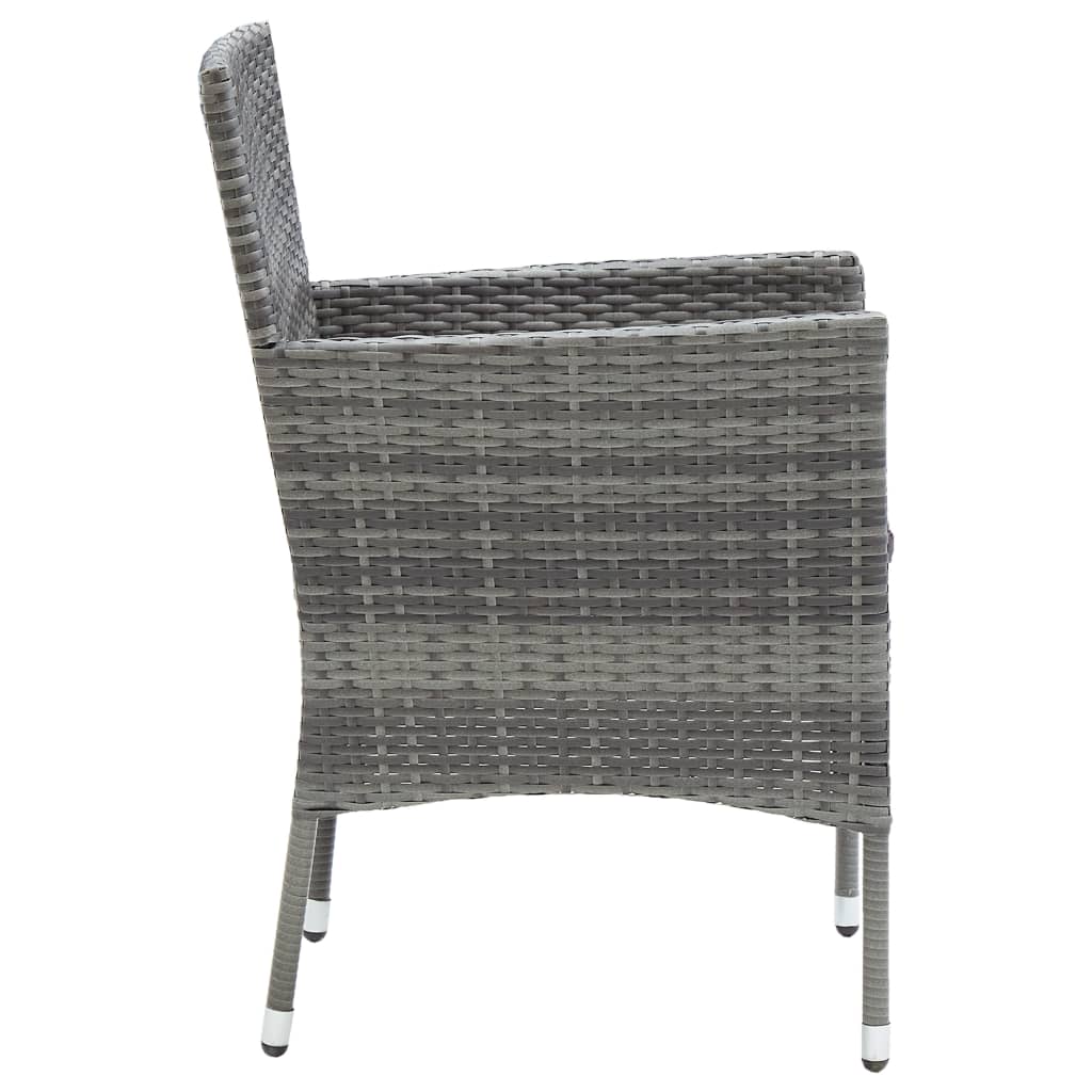 vidaXL 5-tlg. Garten-Essgruppe Grau Poly Rattan und Glas