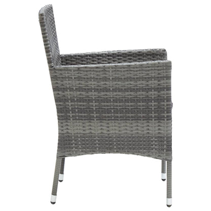 vidaXL 5-tlg. Garten-Essgruppe Grau Poly Rattan und Glas