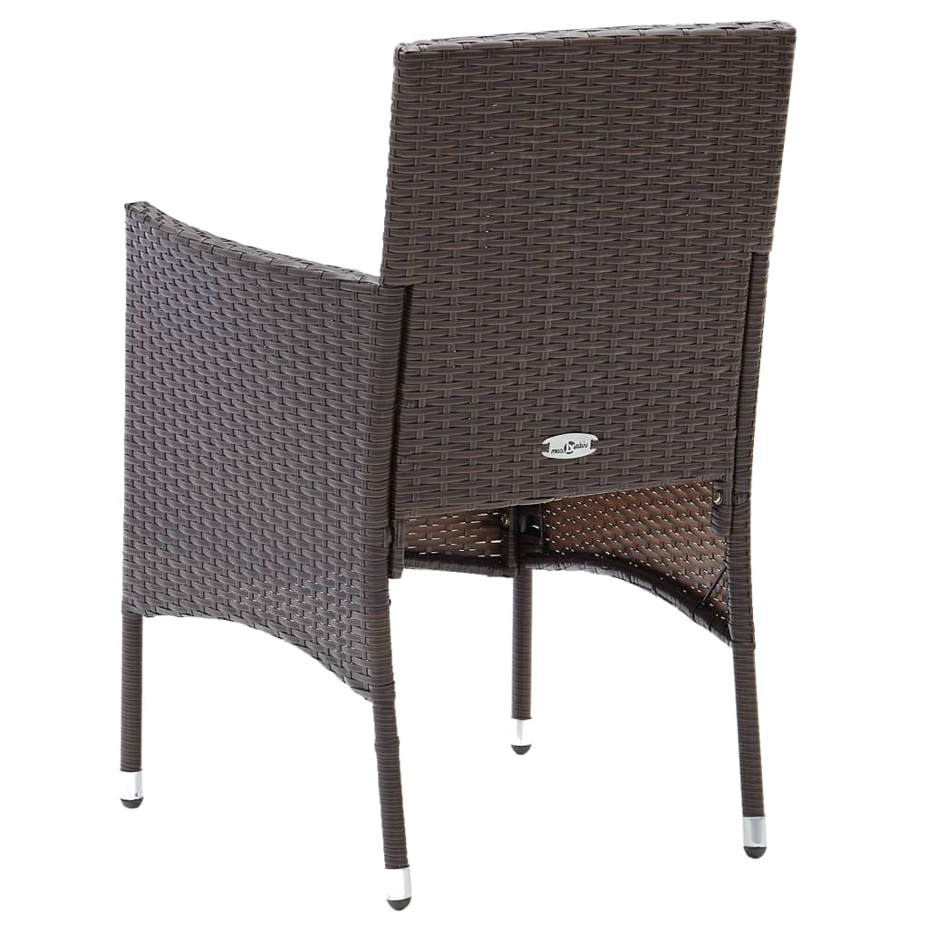 vidaXL 5-tlg. Garten-Essgruppe Braun Poly Rattan und Glas