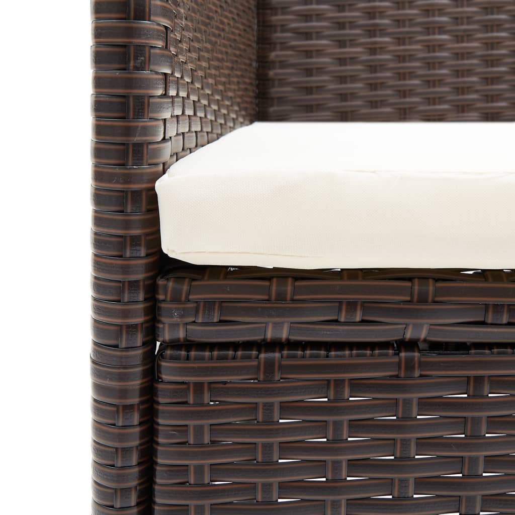 vidaXL 5-tlg. Garten-Essgruppe Braun Poly Rattan und Glas